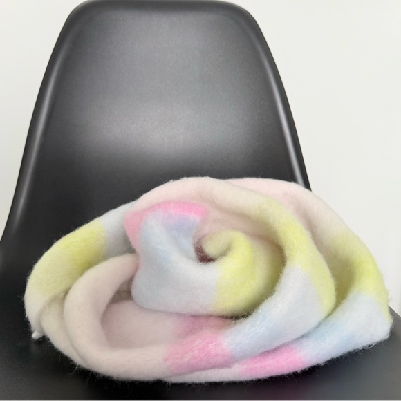 PIECES Pastel Rainbow Fuzzy Scarf Oversized Cozy Winter Cottagecore - Picture 5 of 6